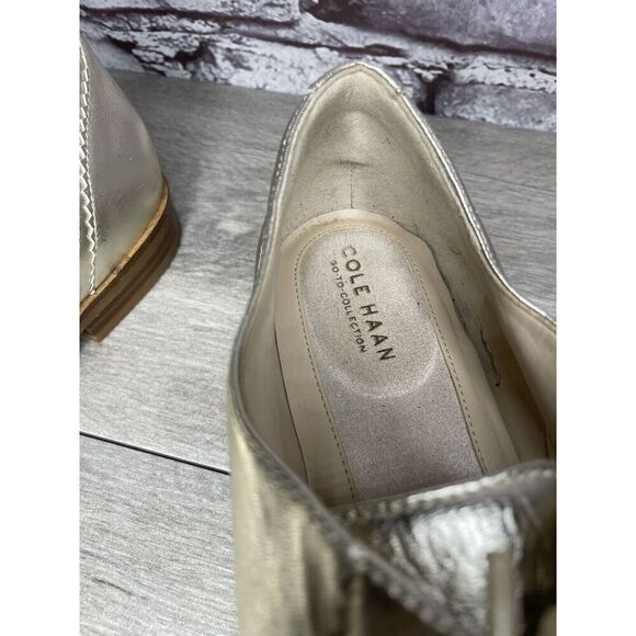 COLE HAAN Go To Collection Arden Gold Metallic Leather Oxfords Women Sz 10B US - Picture 15 of 16